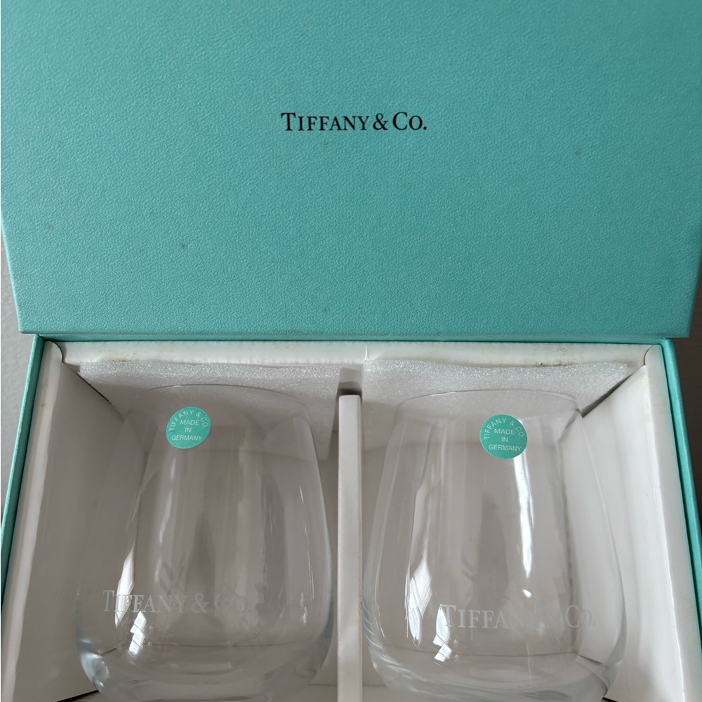Tiffany & Co. Aqua Box with Crystal Glasses